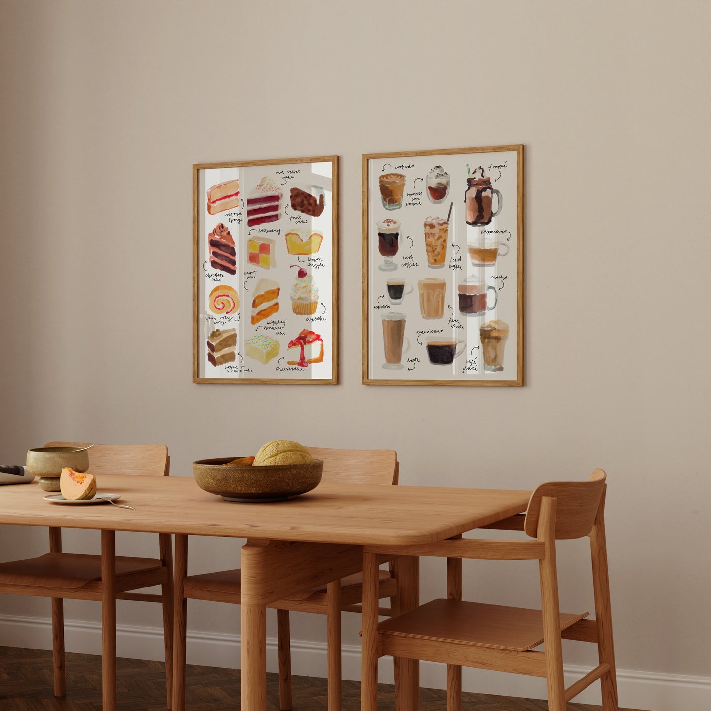 Coffee and Cake Art Print Set of 2