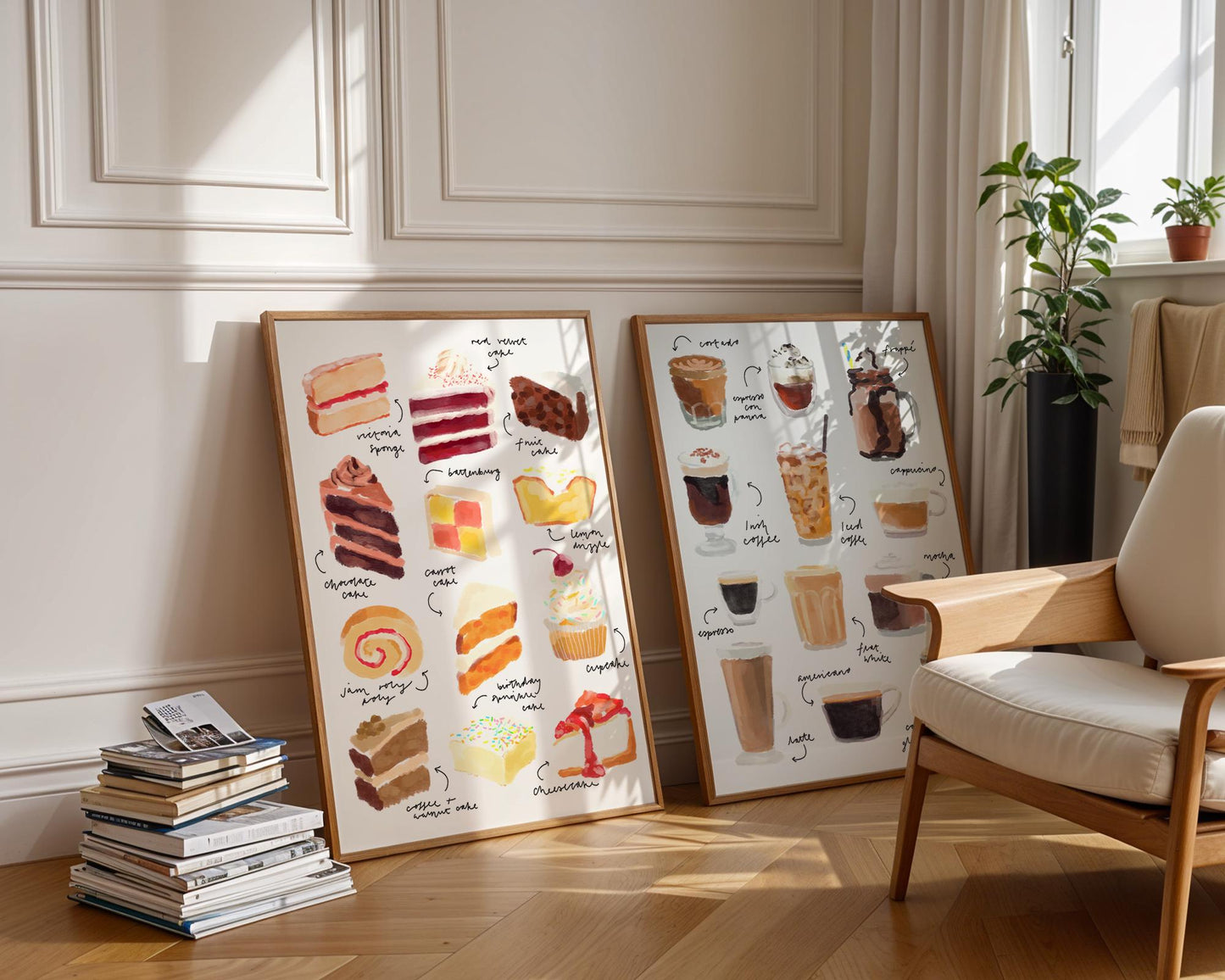 Coffee and Cake Art Print Set of 2
