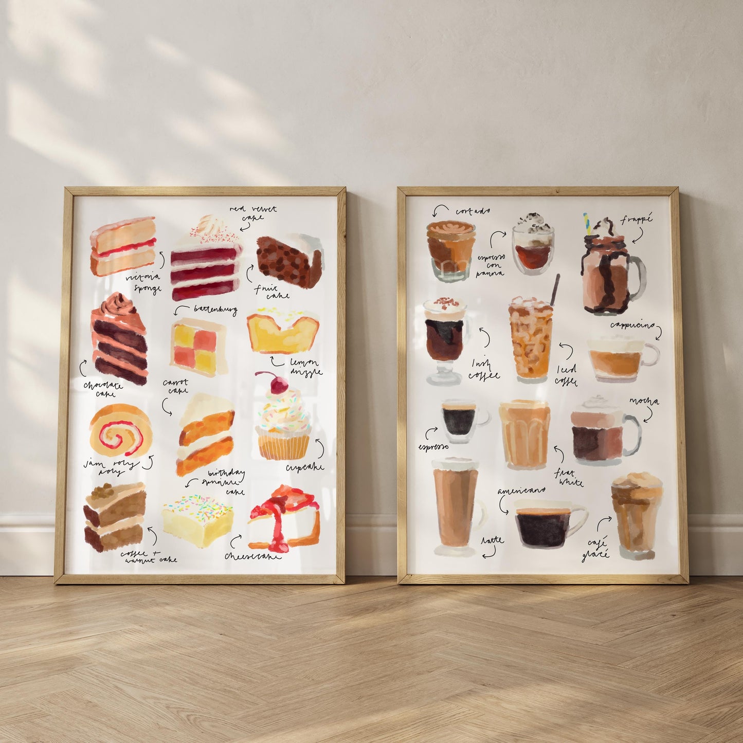 Coffee and Cake Art Print Set of 2
