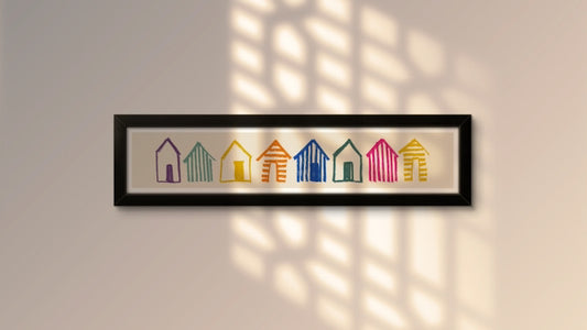 Beach Huts Panoramic Art Print / Framed or Unframed /  60 cm x 12 cm