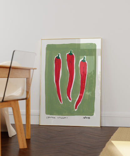 Three Chillis Art Print