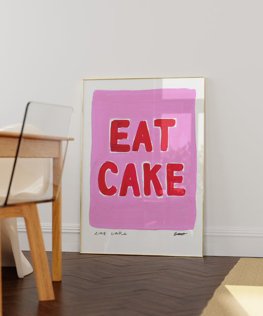 Eat Cake Pink Art Print