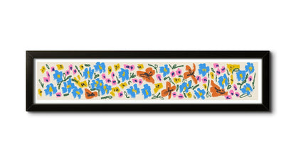 Summer Flowers Panoramic Art Print / Framed or Unframed /  60 cm x 12 cm