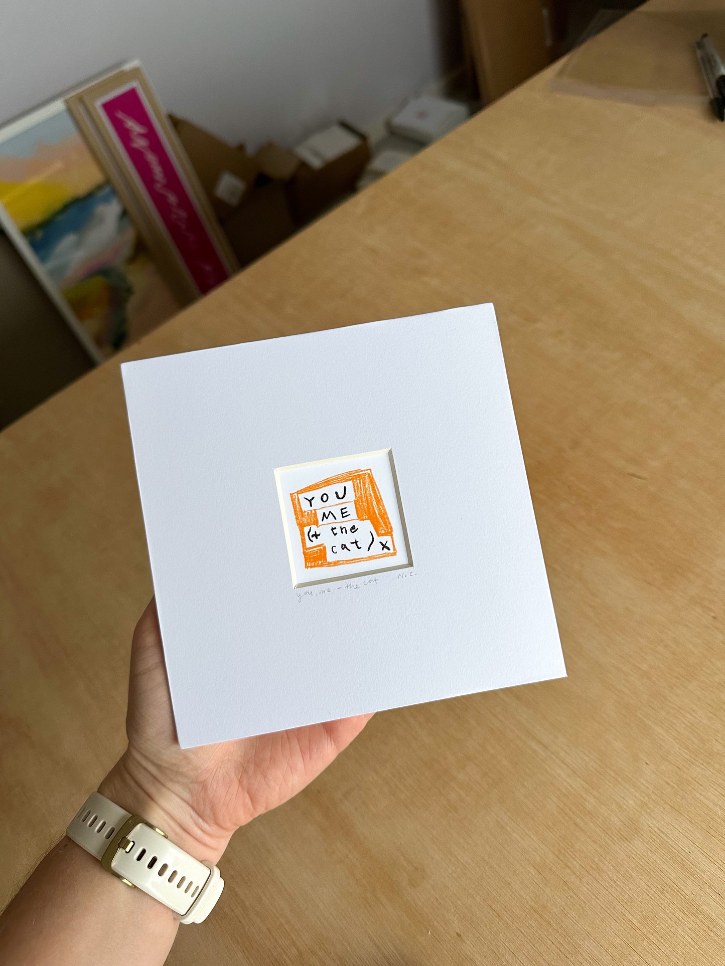 You, Me and The Cat Mini Art Print