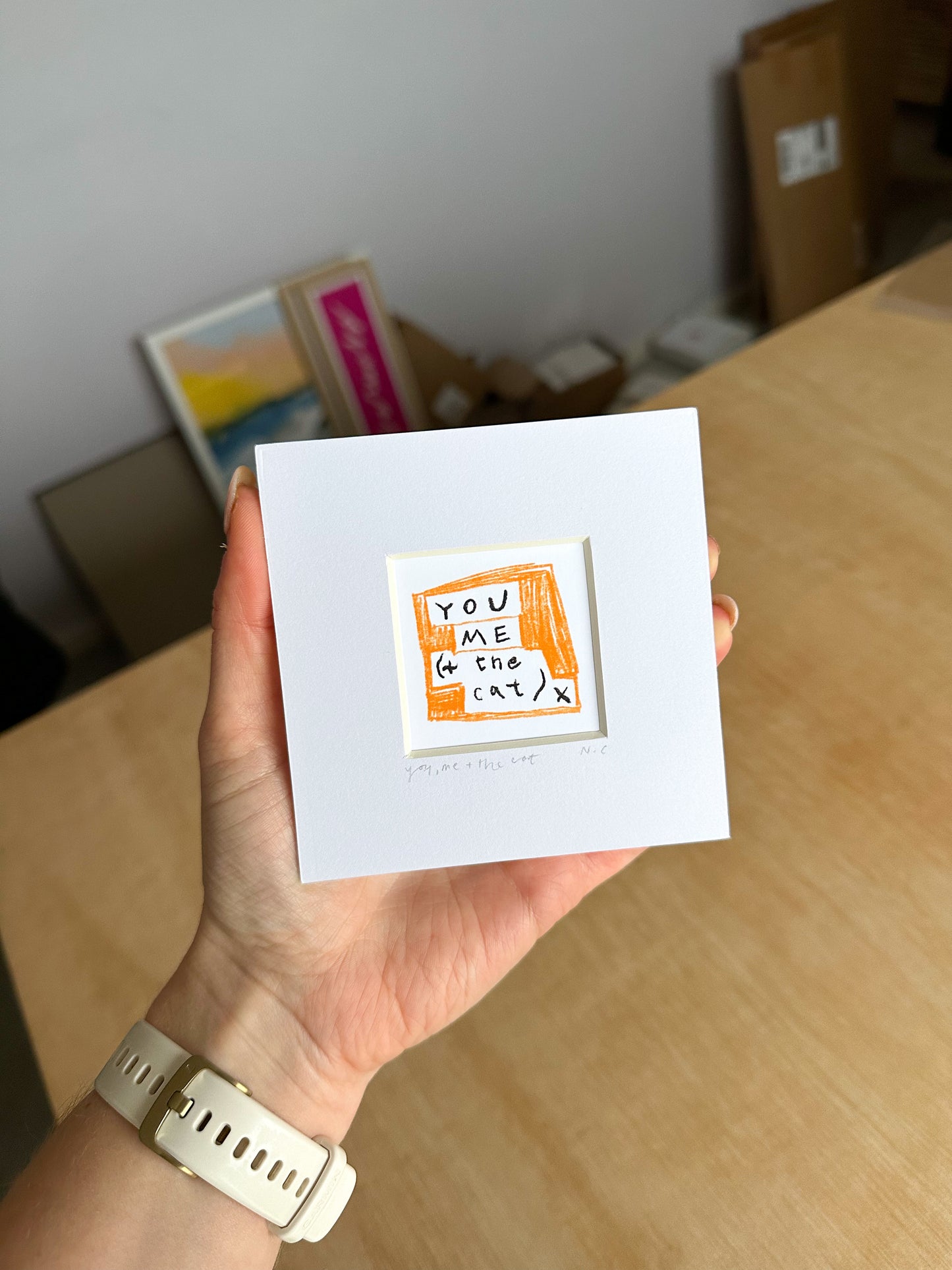 You, Me and The Cat Mini Art Print