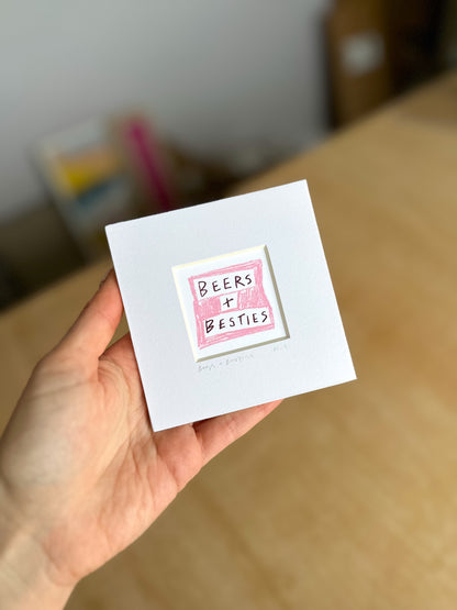 Beers and Besties Mini Art Print