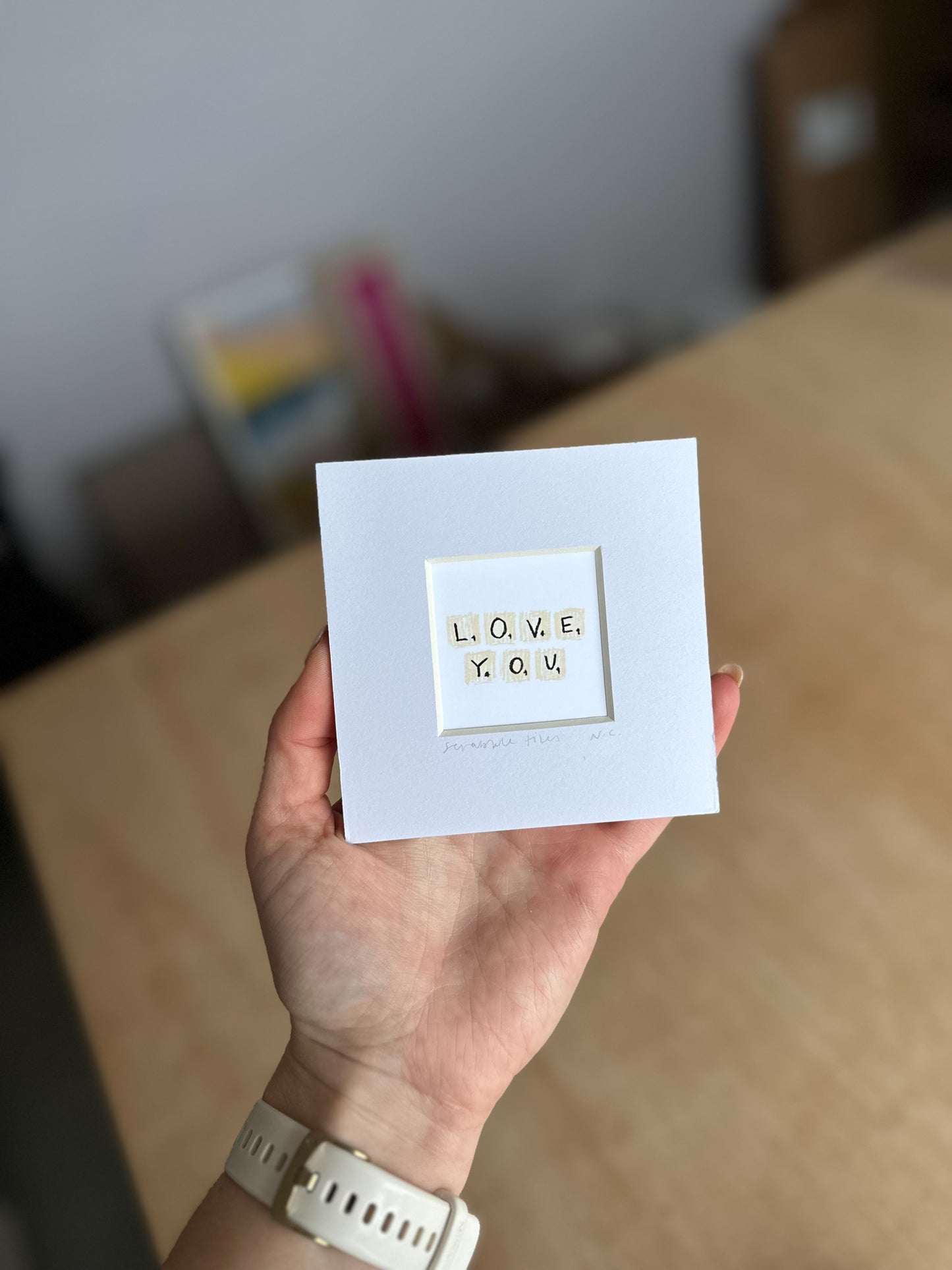 Love You Scrabble Tiles Mini Art Print