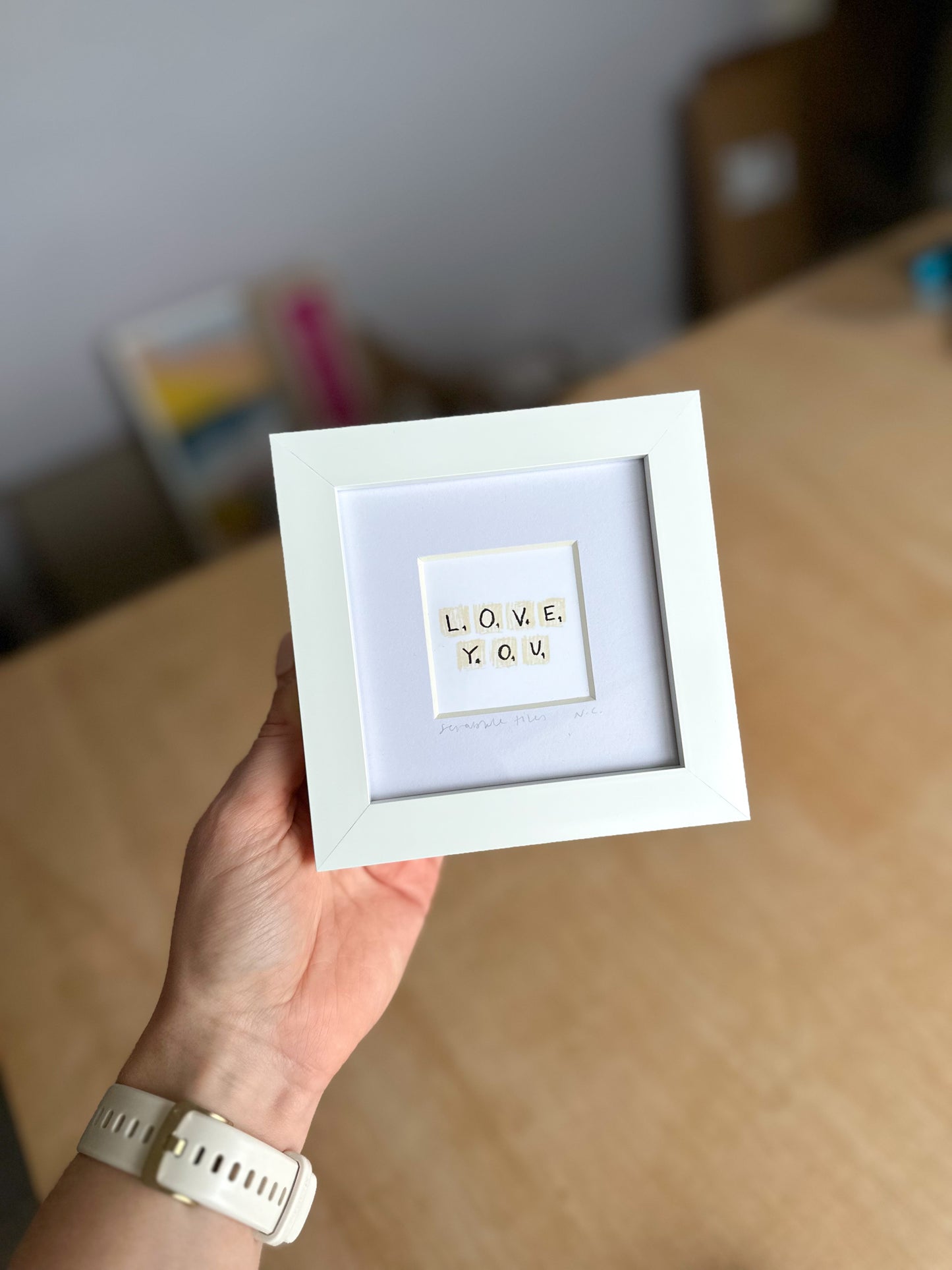 Love You Scrabble Tiles Mini Art Print