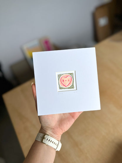 Personalised Love Hearts Mini Art Print
