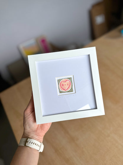 Personalised Love Hearts Mini Art Print