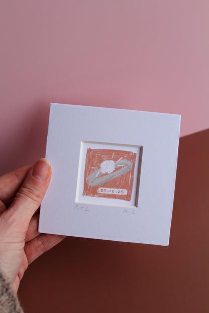 Personalised Engagement Ring Mini Art Print