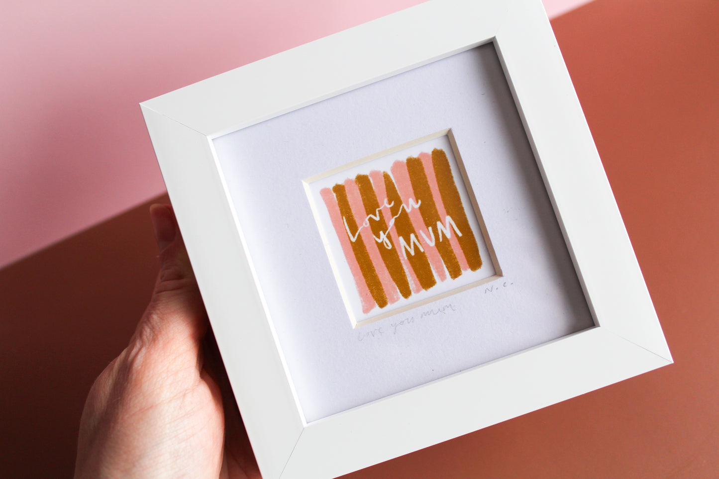 Love You Mum Striped Mini Art Print