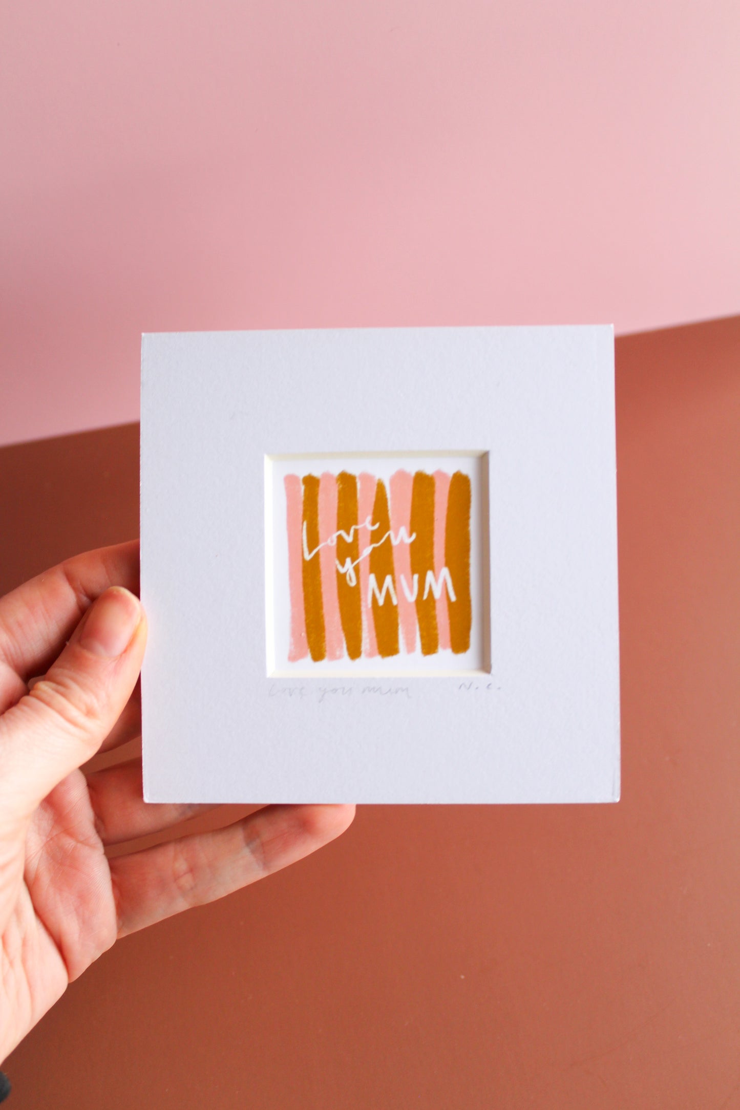Love You Mum Striped Mini Art Print
