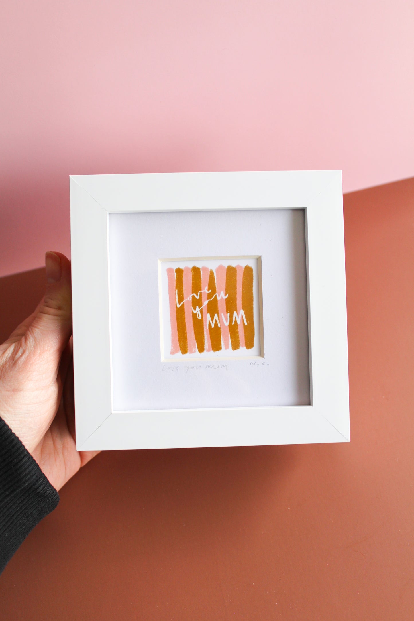 Love You Mum Striped Mini Art Print