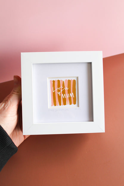 Love You Mum Striped Mini Art Print