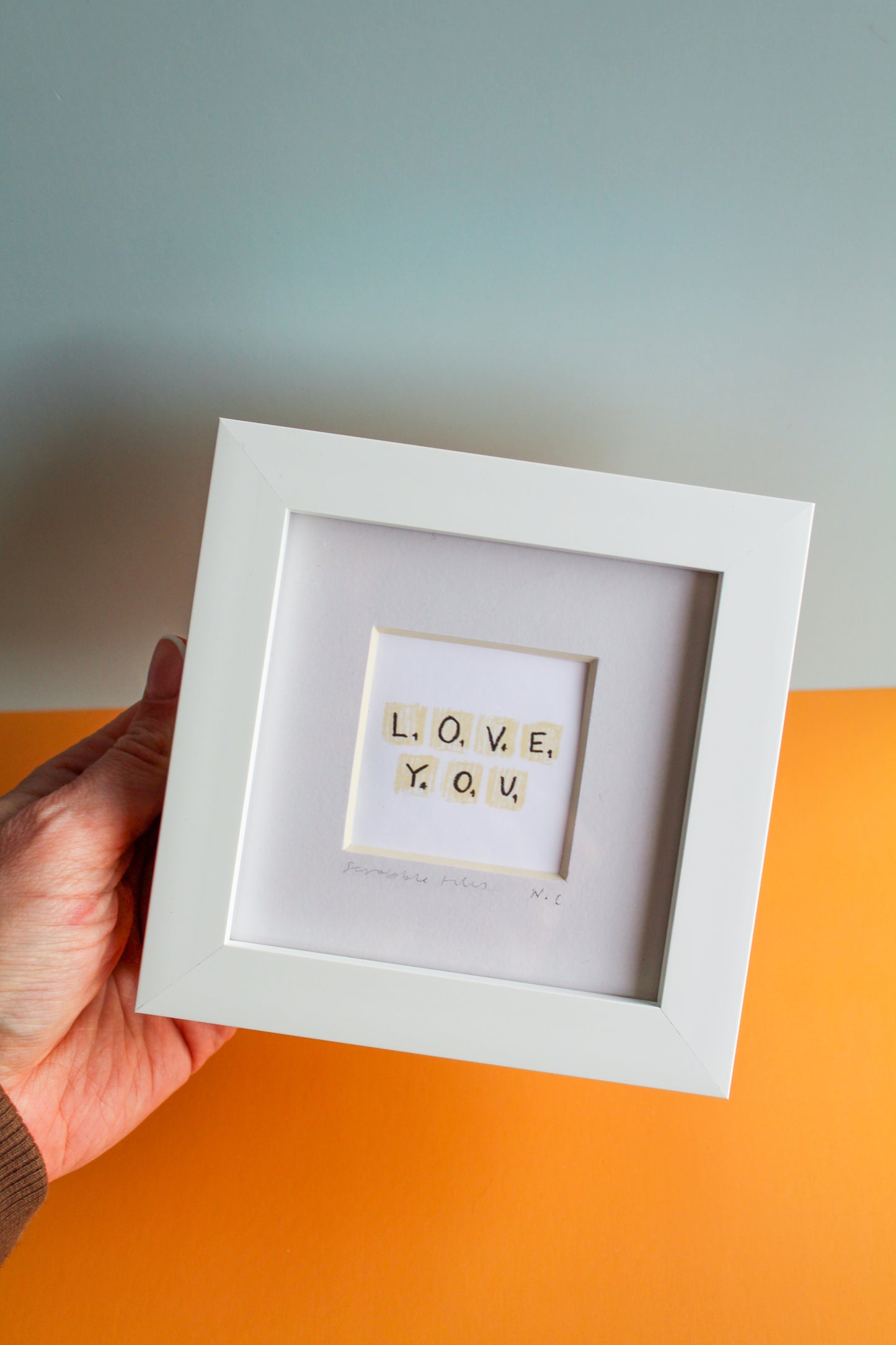 Love You Scrabble Tiles Mini Art Print