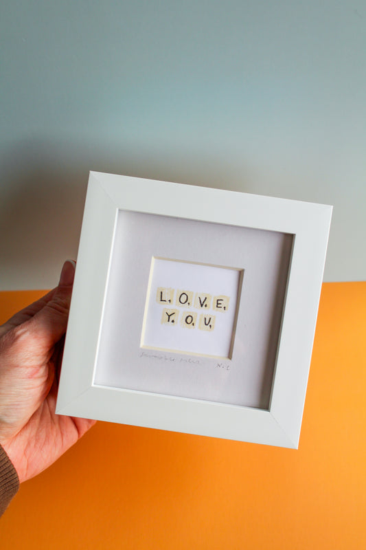 Love You Scrabble Tiles Mini Art Print