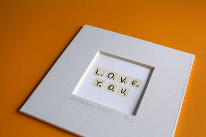 Love You Scrabble Tiles Mini Art Print