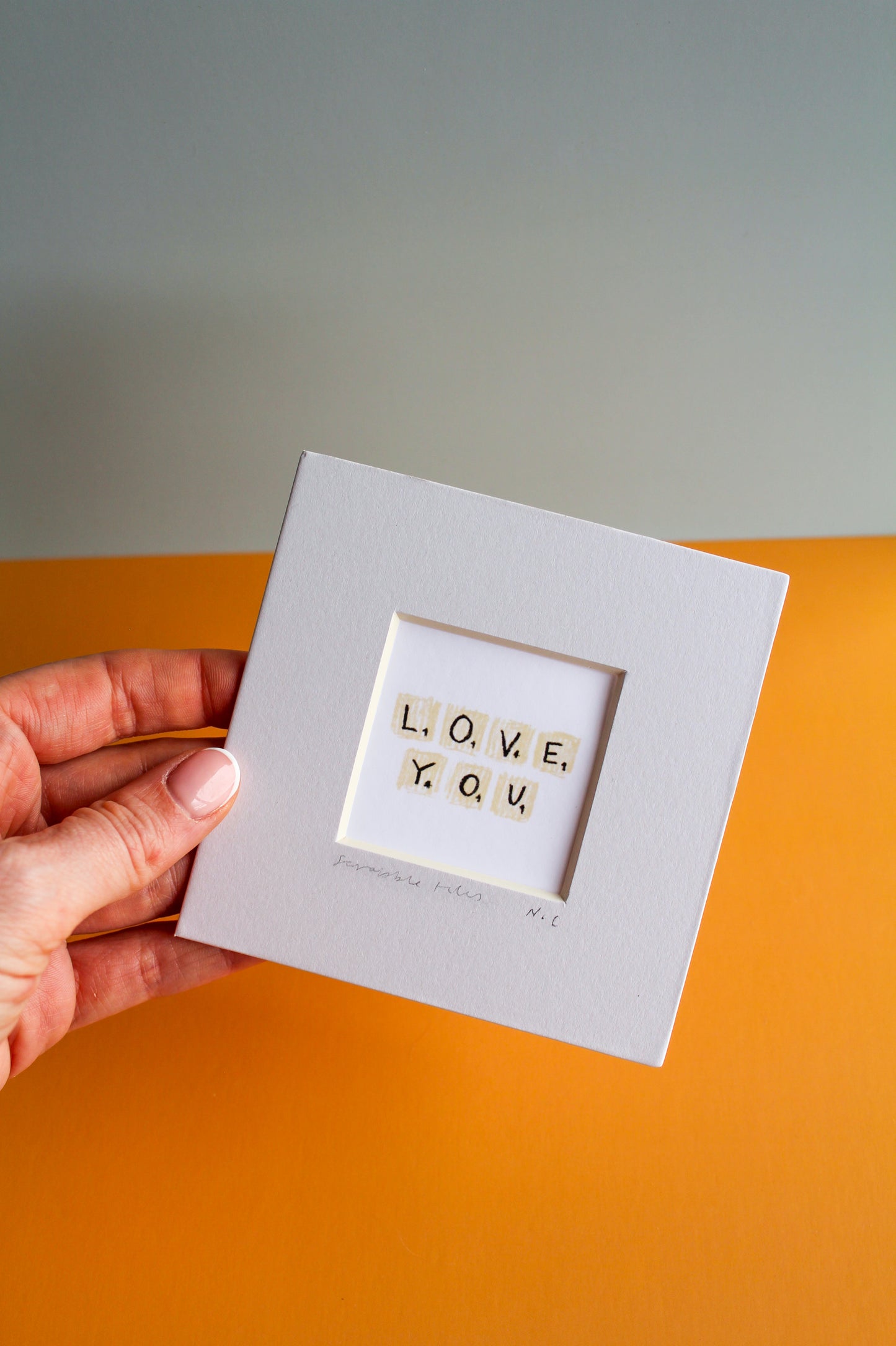 Love You Scrabble Tiles Mini Art Print