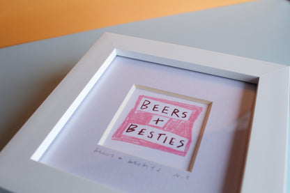 Beers and Besties Mini Art Print