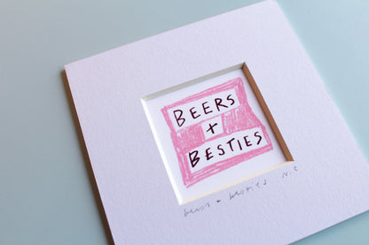 Beers and Besties Mini Art Print