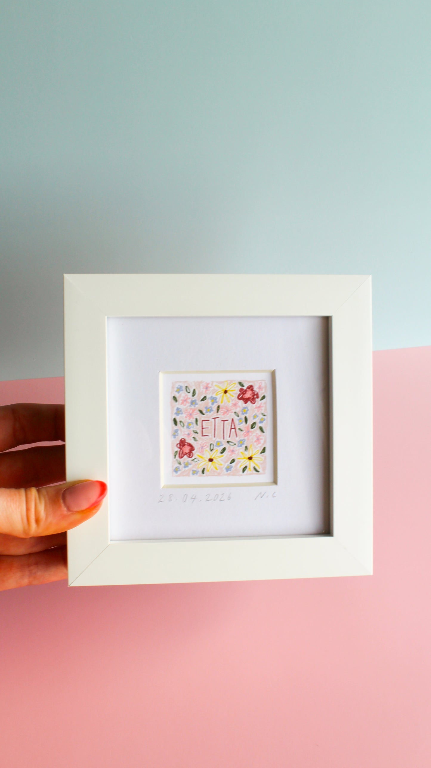 Personalised Baby Girl Name Mini Art Print