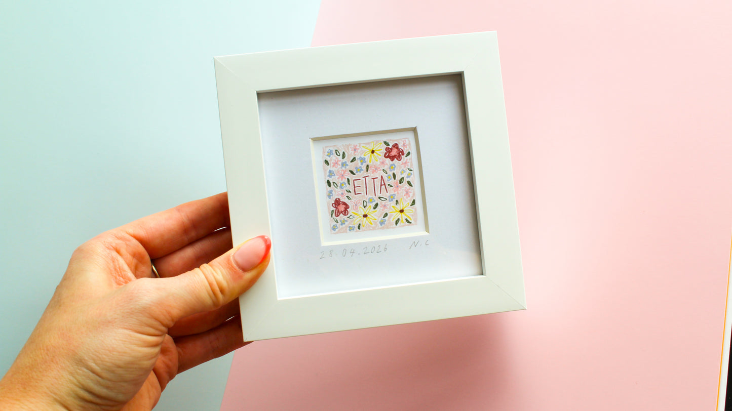 Personalised Baby Girl Name Mini Art Print