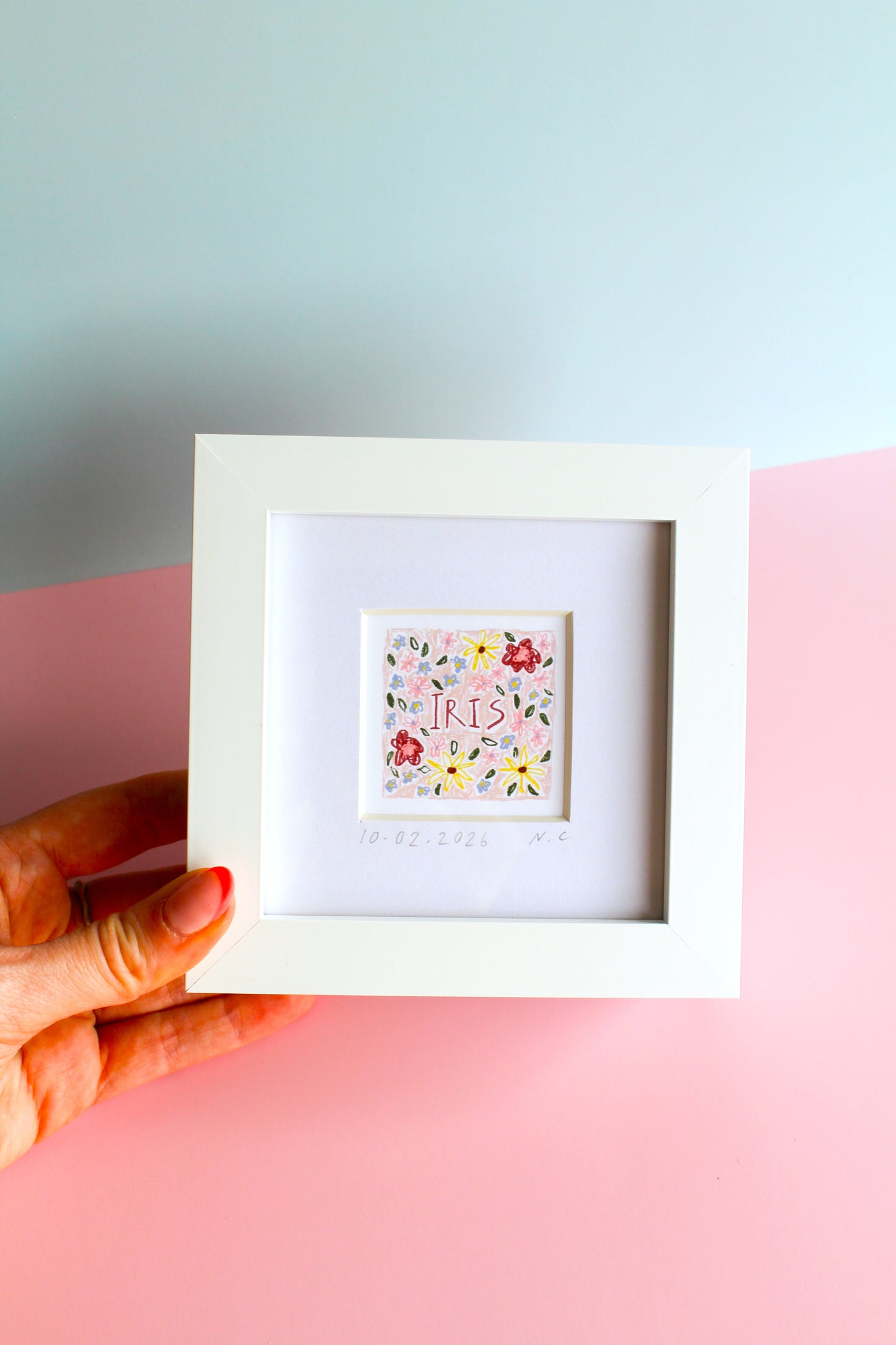 Personalised Baby Girl Name Mini Art Print