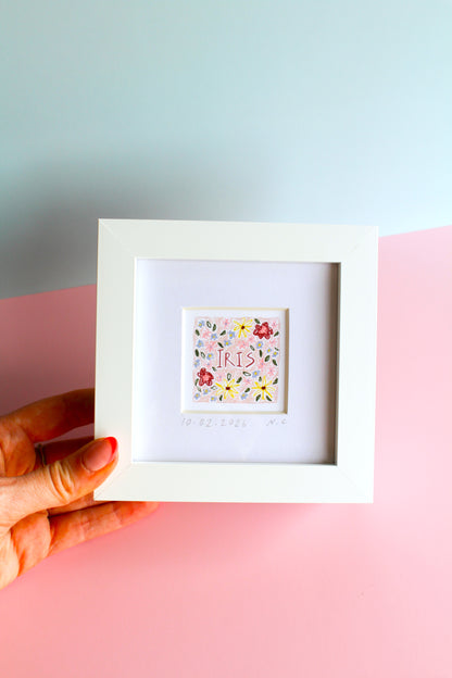 Personalised Baby Girl Name Mini Art Print