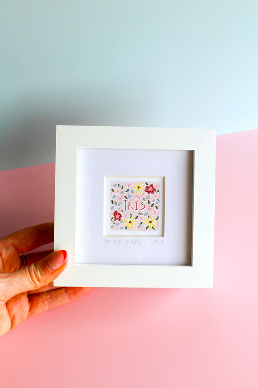 Personalised Baby Girl Name Mini Art Print