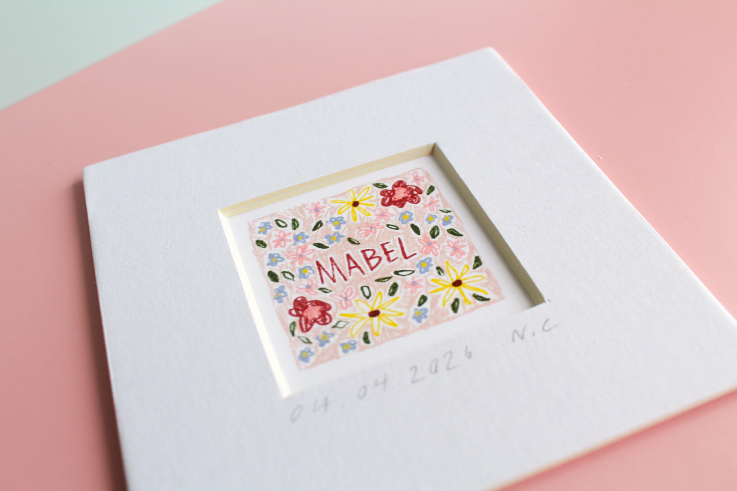Personalised Baby Girl Name Mini Art Print