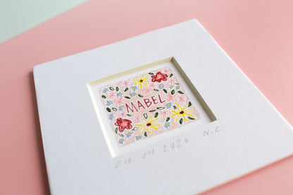 Personalised Baby Girl Name Mini Art Print