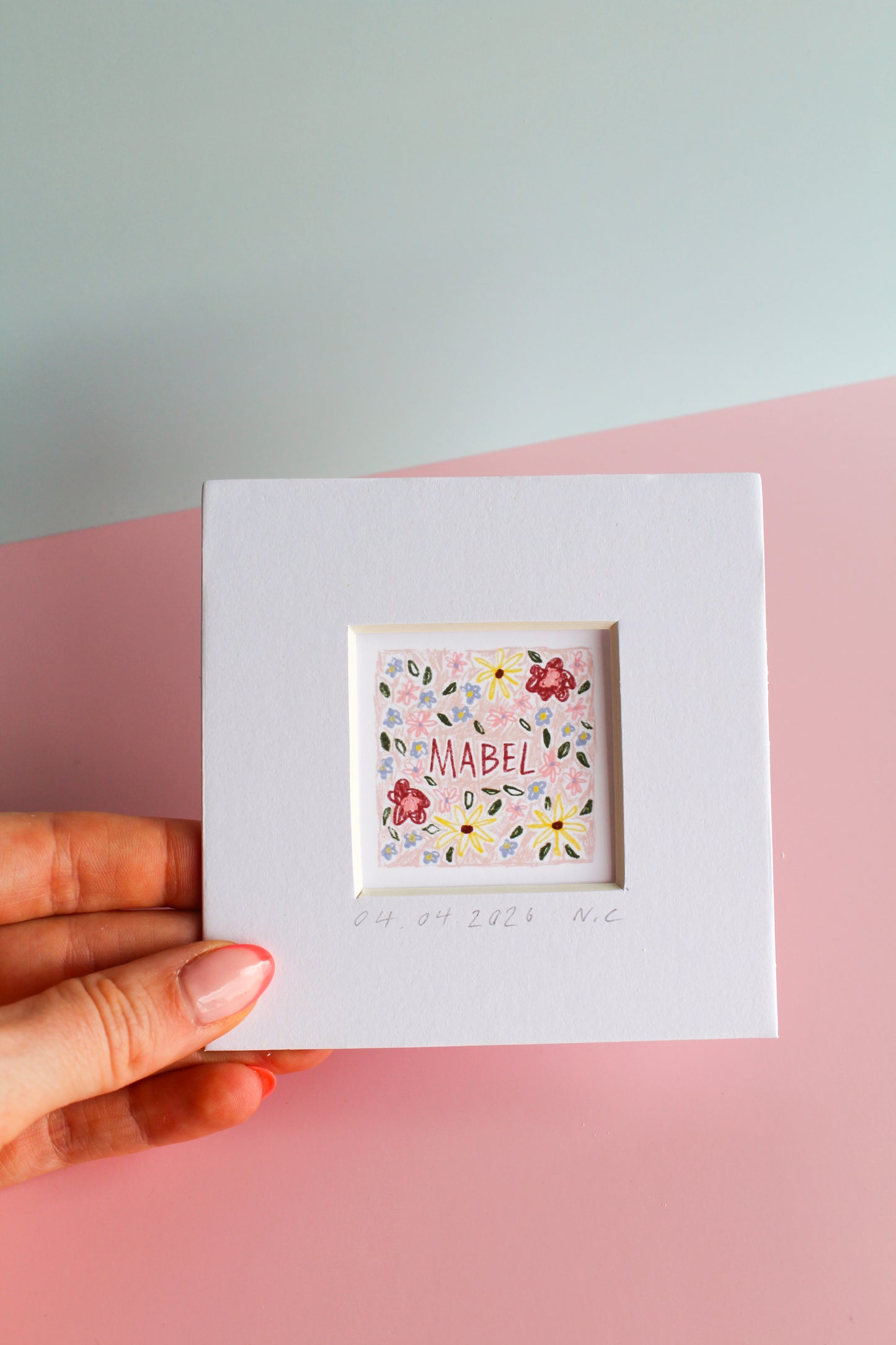 Personalised Baby Girl Name Mini Art Print