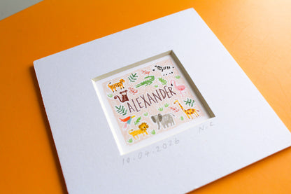 Personalised Baby Name Safari Mini Art Print