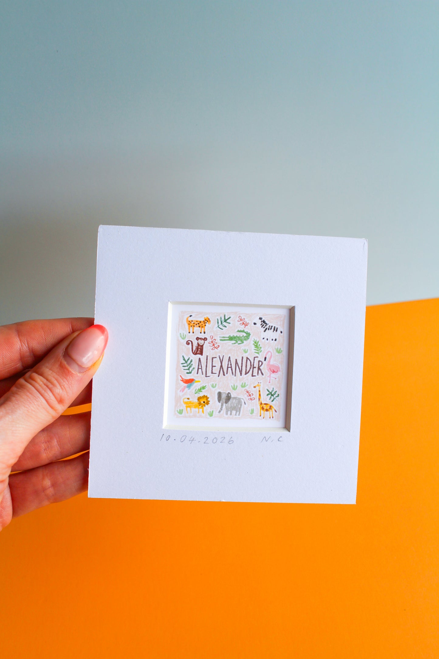 Personalised Baby Name Safari Mini Art Print