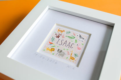 Personalised Baby Name Safari Mini Art Print