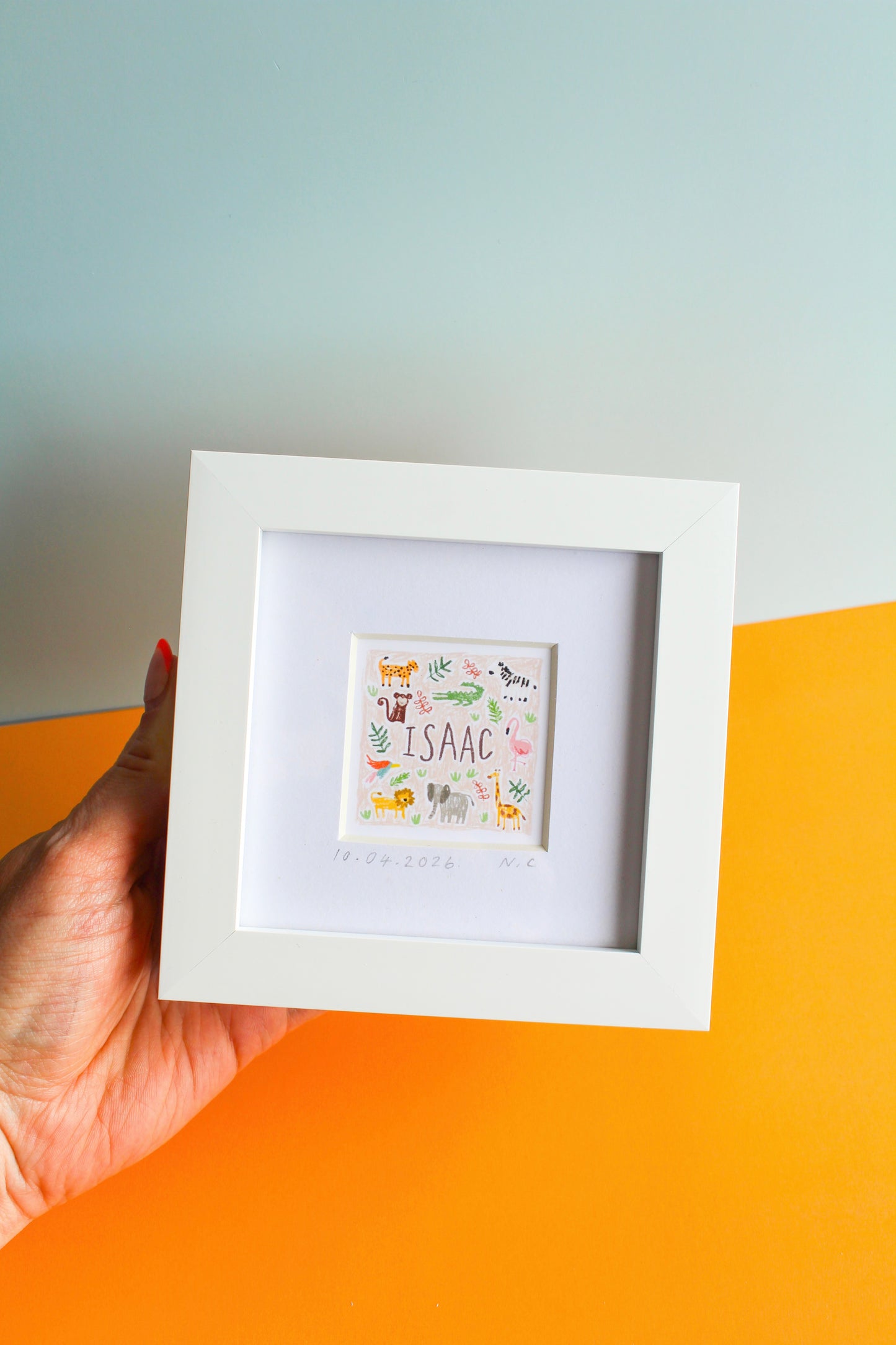Personalised Baby Name Safari Mini Art Print