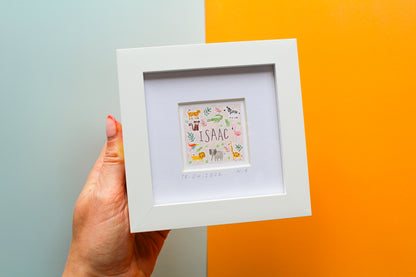 Personalised Baby Name Safari Mini Art Print