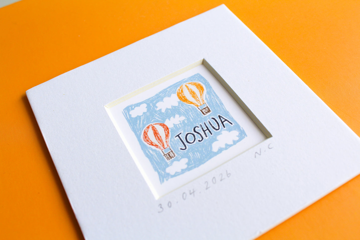 Personalised Baby Name Hot Air Balloon Mini Art Print