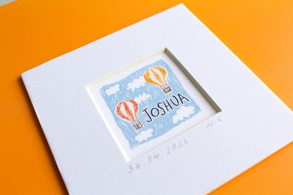 Personalised Baby Name Hot Air Balloon Mini Art Print