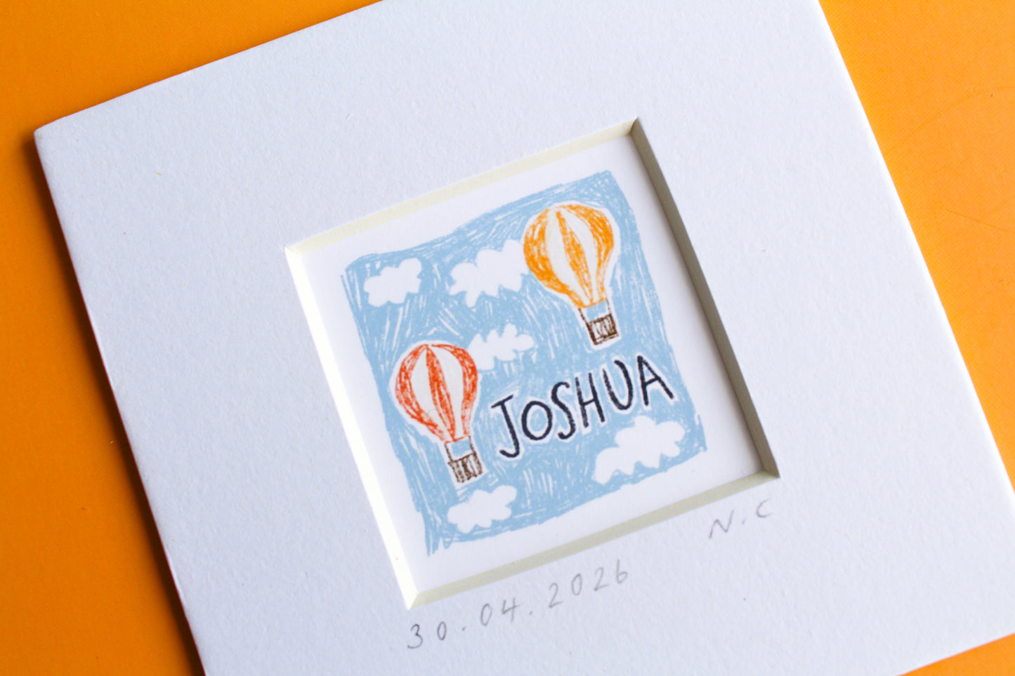 Personalised Baby Name Hot Air Balloon Mini Art Print