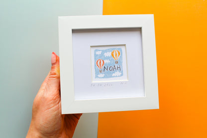 Personalised Baby Name Hot Air Balloon Mini Art Print