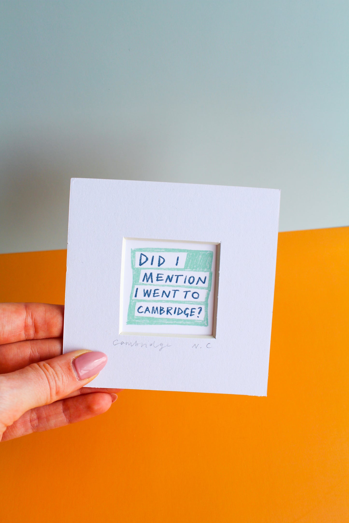 'Did I Mention I Went to Cambridge?' Mini Art Print