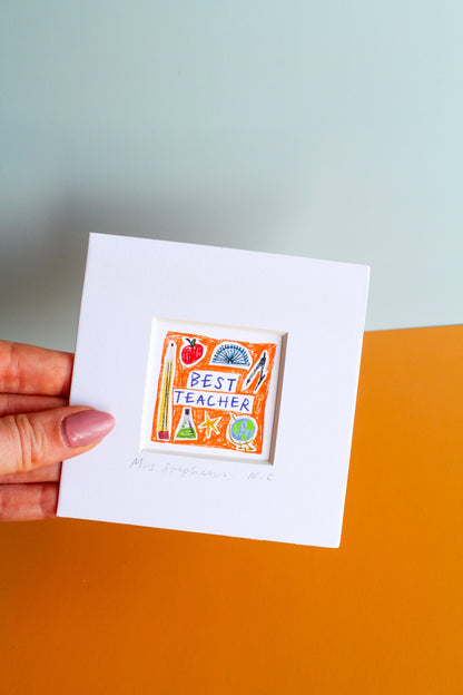 Personalised Best Teacher Mini Art Print