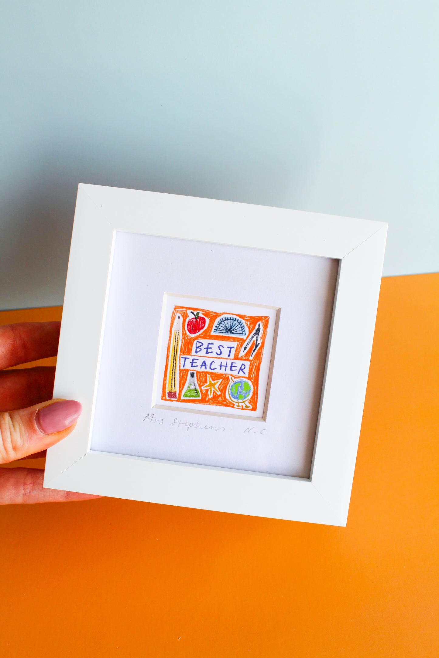 Personalised Best Teacher Mini Art Print