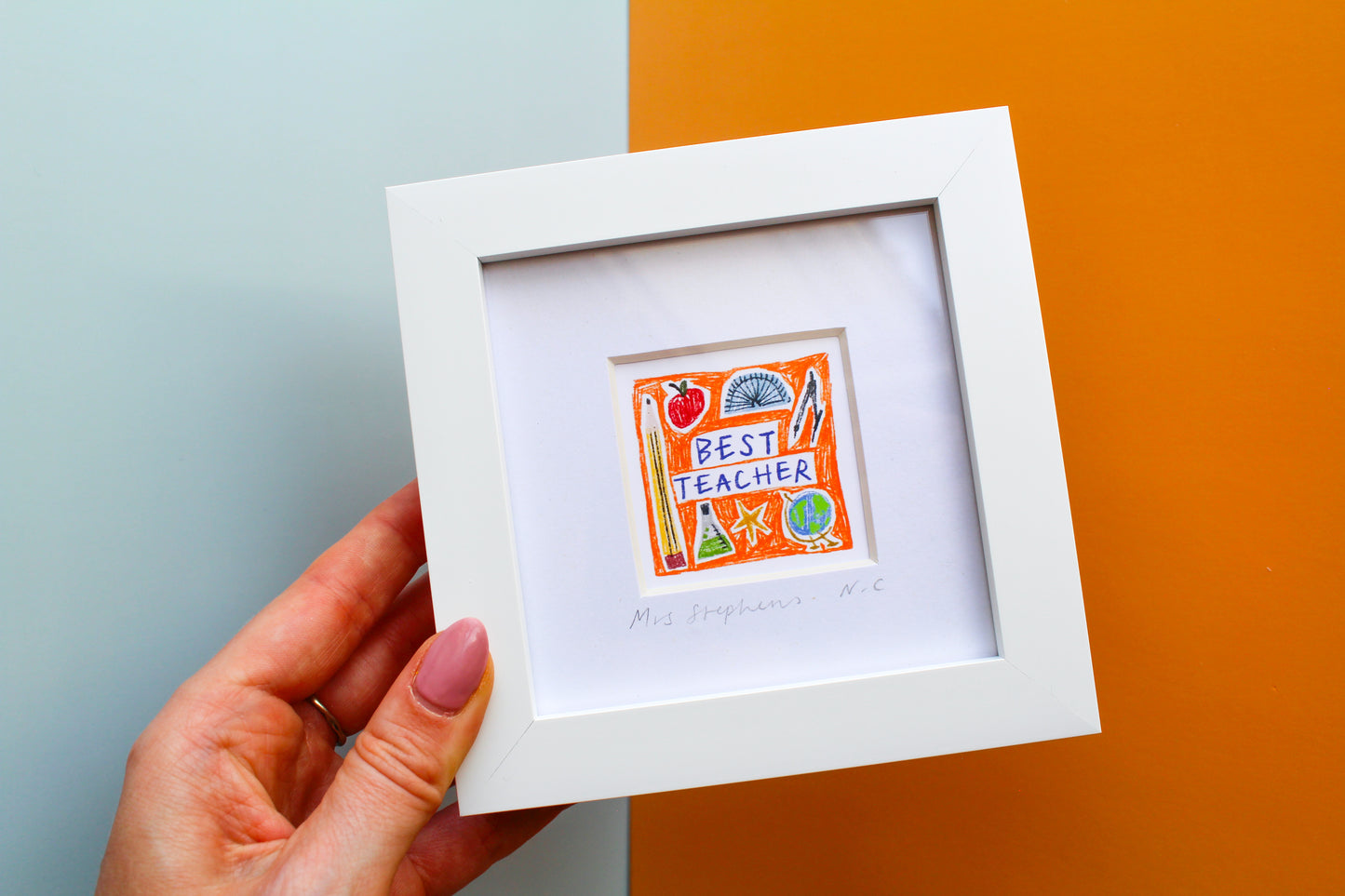 Personalised Best Teacher Mini Art Print