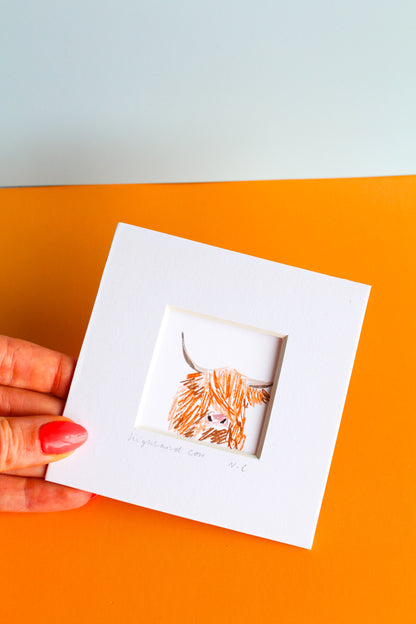 Highland Cow Mini Art Print