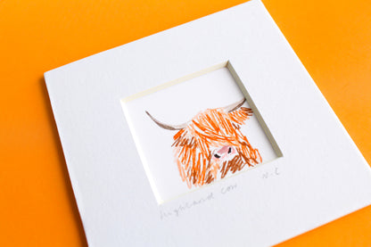 Highland Cow Mini Art Print