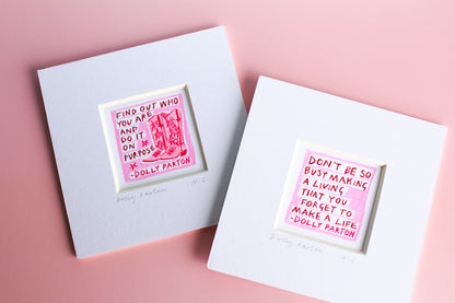 Dolly Parton Set of 2 Quotes Mini Art Print