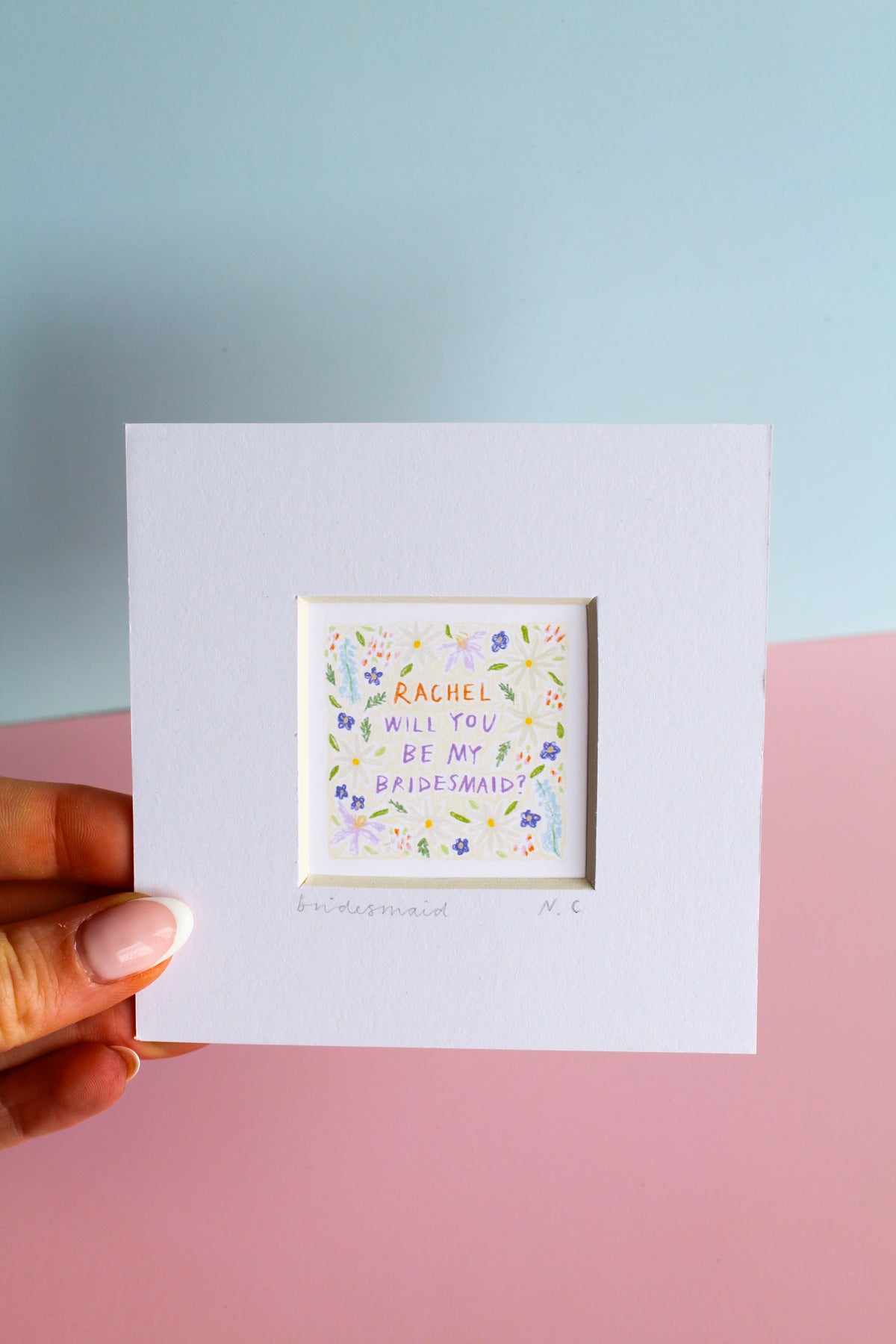 Will You Be My Bridesmaid? Personalised Mini Art Print
